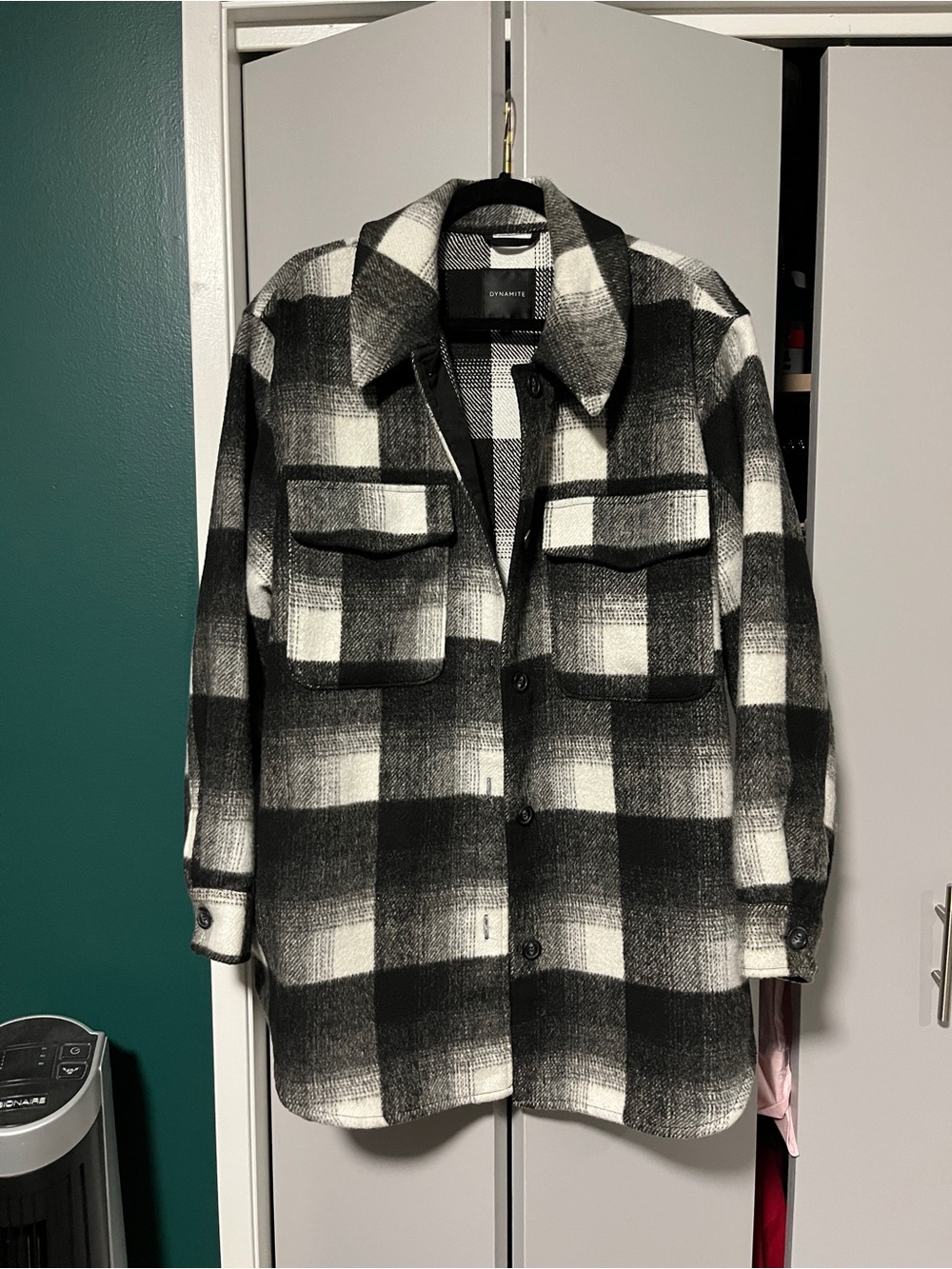 Dynamite Black and White Plaid Shacket